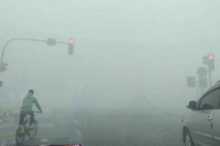 Paser District in East Kalimantan shrouded by thick smog