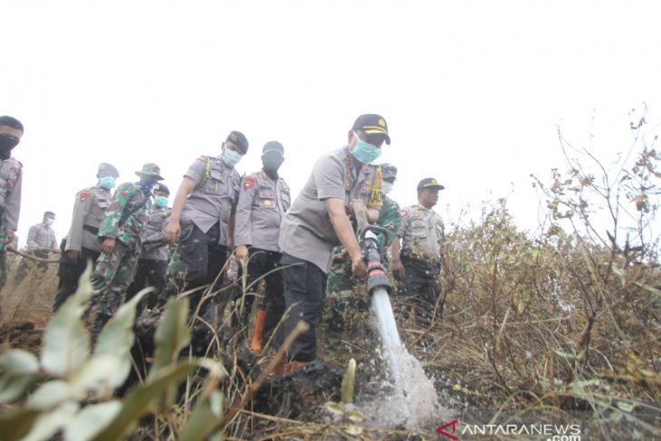 Kapolda Bersama Danrem Melakukan Pemadaman Karhutla