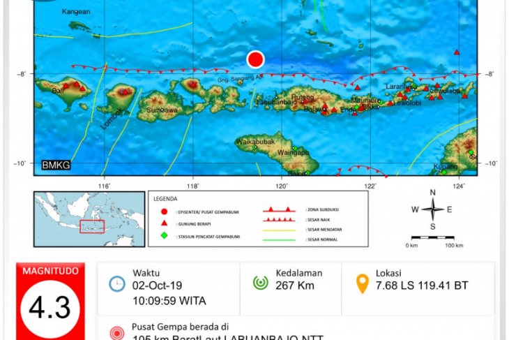 Gempa 4,3 SR getarkan Labuan Bajo