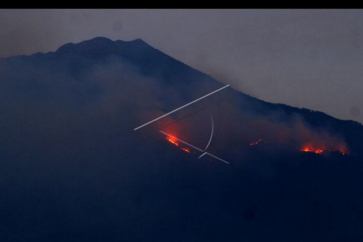 Lereng Gunung Arjuno terbakar