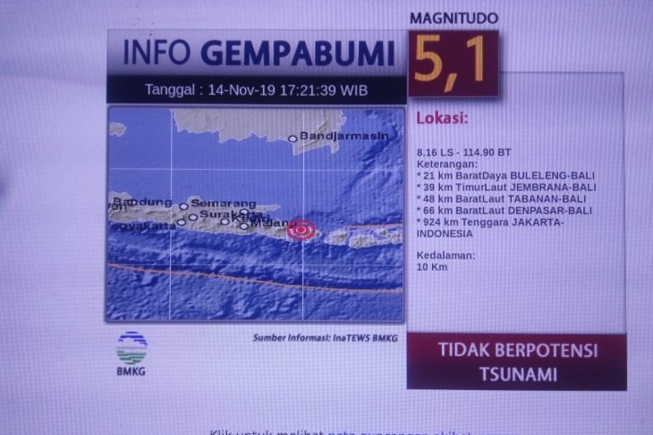Sebagian warga Jember rasakan getaran gempa Bali