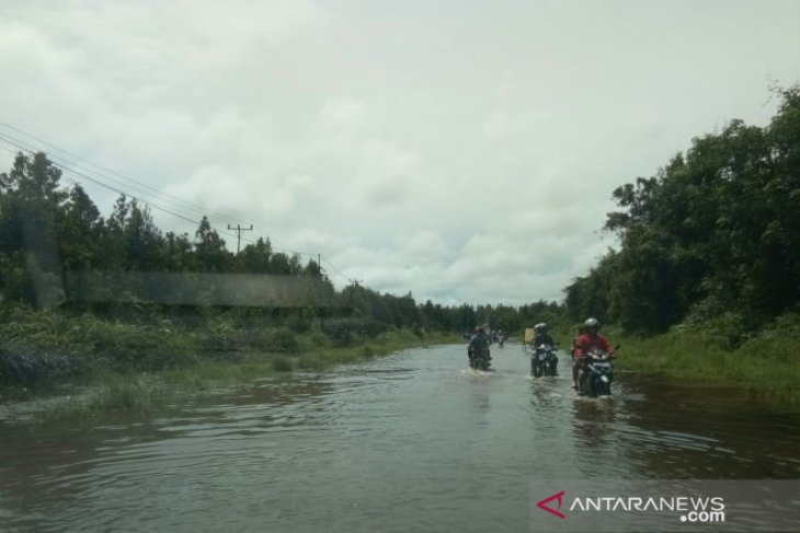 Ruas jalan negara Putussibau - Pontianak masih tergenang air - ANTARA