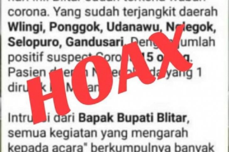 Pemkab Blitar tegaskan info warga positif terinfeksi corona adalah hoaks