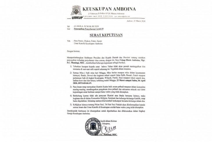 Uskup Amboina tiadakan misa di Maluku-Maluku Utara