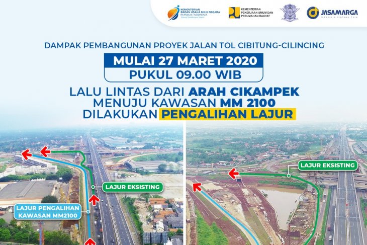 Lalu lintas arah Cikampek menuju Kawasan MM2100 kembali akan dialihkan