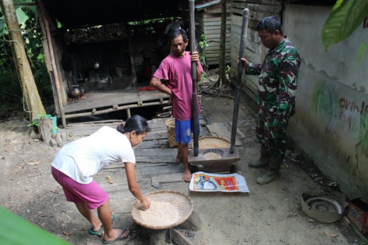 Koptu Suroto bantu warga numbuk padi
