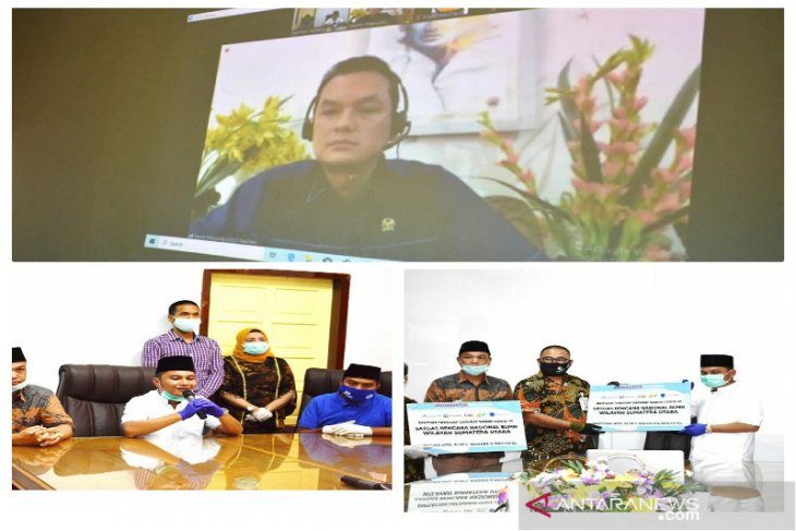 Satgas Bencana BUMN Sumut dan Martin Manurung serahkan bantuan APD ke Tapteng