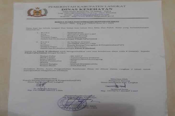 Tidak ada penjemputan paksa mobil dinas Kabid P2P Dinkes Langkat