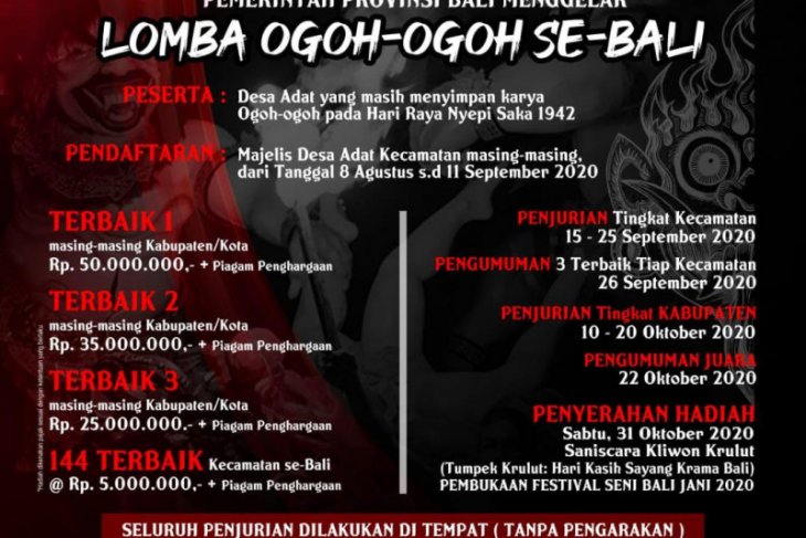 31 Oktober, Pemprov Bali adakan Festival Ogoh-ogoh berhadiah Rp1,7 miliar
