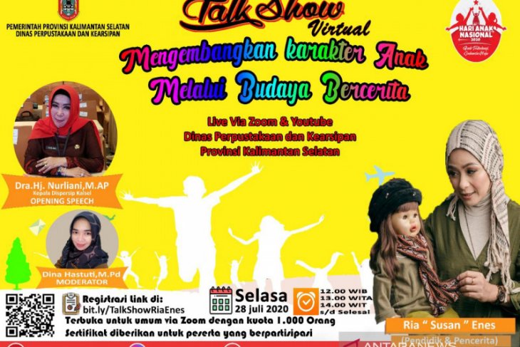 Ria Enes dan Susan isi webinar Dispersip meriahkan Hari Anak Nasional