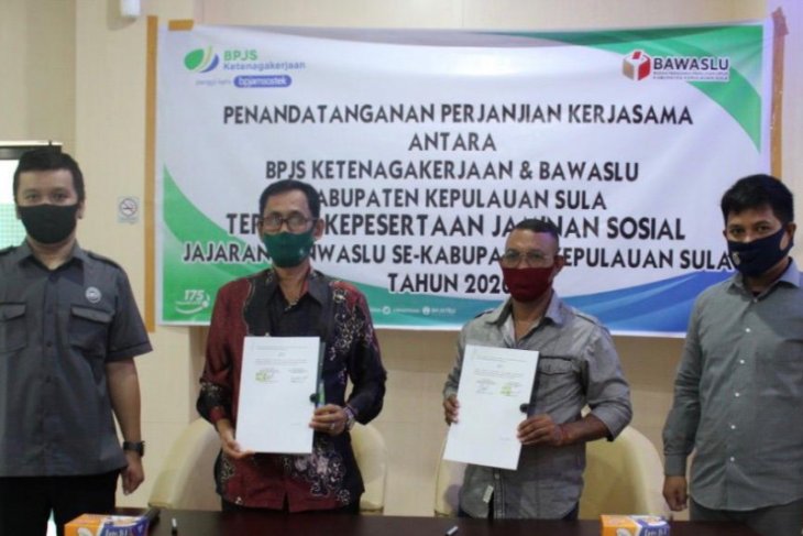 Lindungi Pengawas ad Hoc Bawaslu Kepulauan Sula teken MoU dengan BPJAMSOSTEK