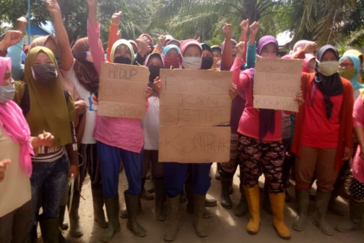 Hari ini, buruh perempuan PT DDP masih tutup jalan perusahaan