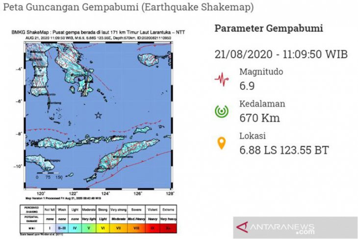 Gempa magnitudo 6,2 terjadi di Laut Banda Maluku Tengah