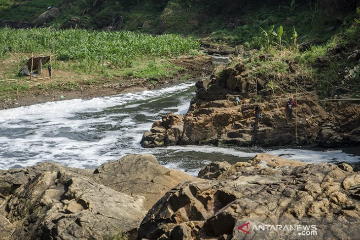 Tumpukan buih di Curug Jompong 