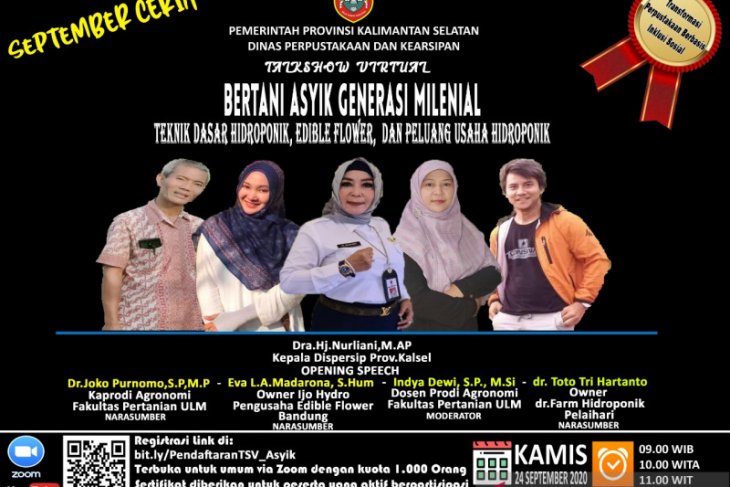 Dispersip gelar talkshow virtual bertani asyik generasi millenial