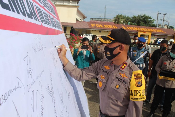 Tolak unjuk rasa anarkis, Polres Lhokseumawe deklarasi cinta damai