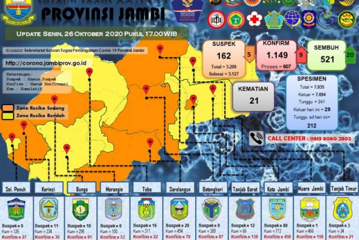Pasien sembuh dari COVID-19 bertambah 20 orang, termasuk Bupati Muarojambi