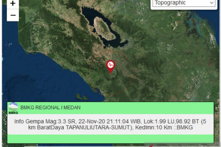 Gempa magnitudo 3,3 guncang Tapanuli Utara