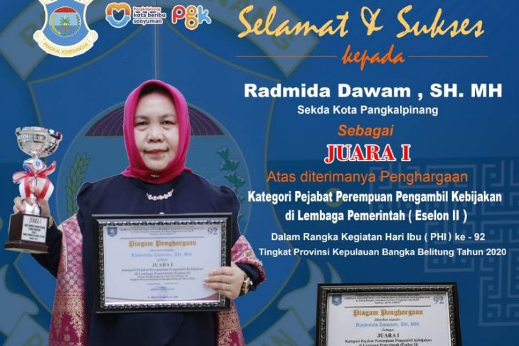Sekda Pangkalpinang raih juara satu katagori pejabat perempuan pengambil kebijakan di lembaga pemerintahan