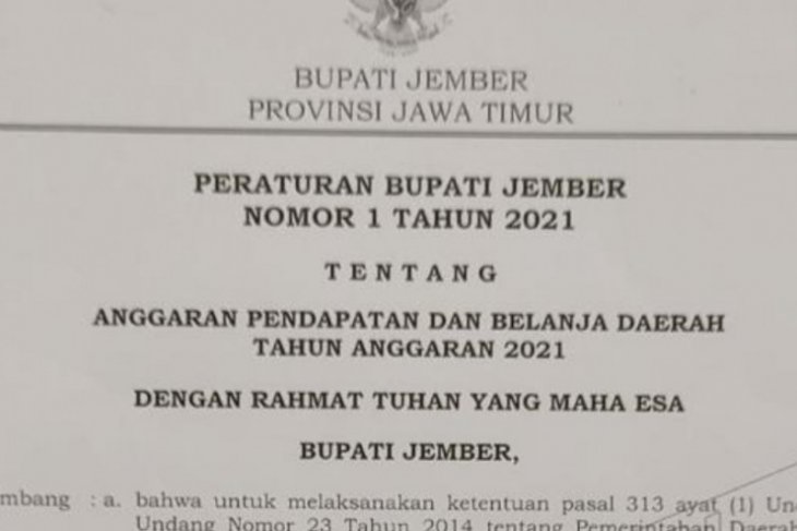 Perbup APBD Jember 2021 diundangkan tanpa persetujuan gubernur