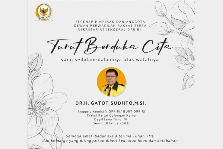 Anggota DPR Gatot Sudjito meninggal dunia akibat terpapar COVID-19