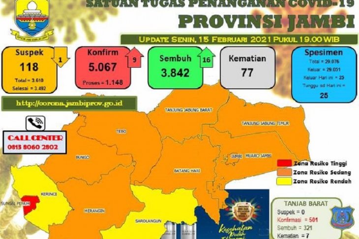 Pasien sembuh dan positif COVID-19 Jambi didominasi usia produktif