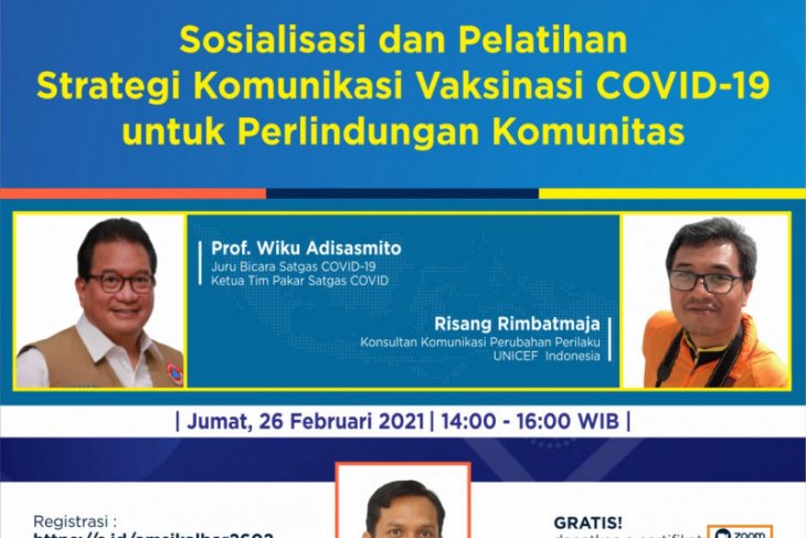 Pelatihan strategi komunikasi vaksinasi COVID-19 untuk perlindungan komunitas siap digelar