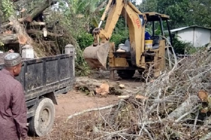 Warga bersihkan pohon yang timpa area pemakaman tokoh Perang Paderi di Agam