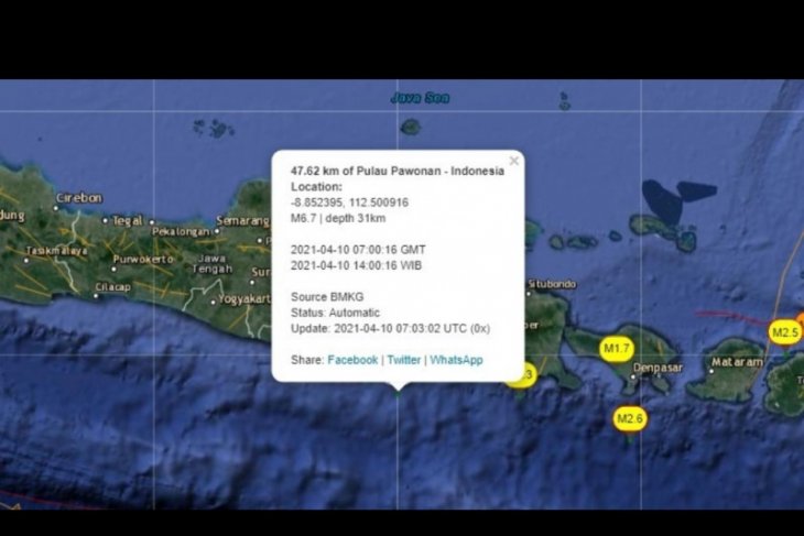 6.7-magnitude quake hits East Java's Malang district