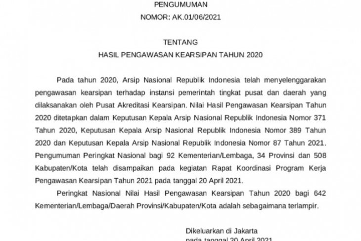 Tanah Bumbu raih predikat memuaskan dari ANRI