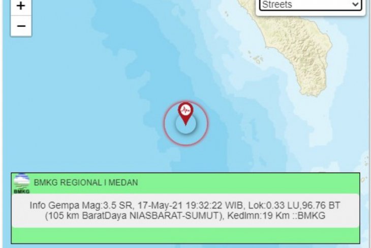 Gempa magnitudo 5,1 Nias Barat tidak berpotensi tsunami