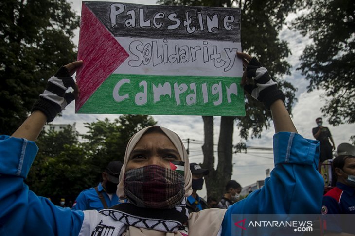 Aksi buruh dukung Palestina di Bandung 