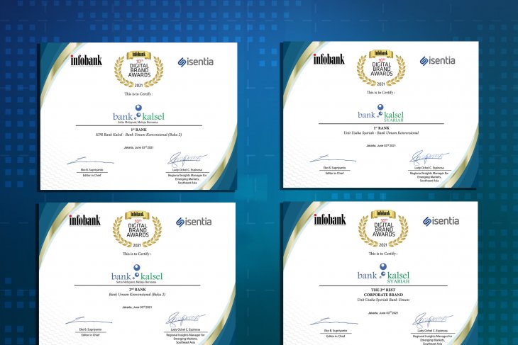Bank Kalsel raih 4 penghargaan 10 th Infobank Digital Brand Awards 2021