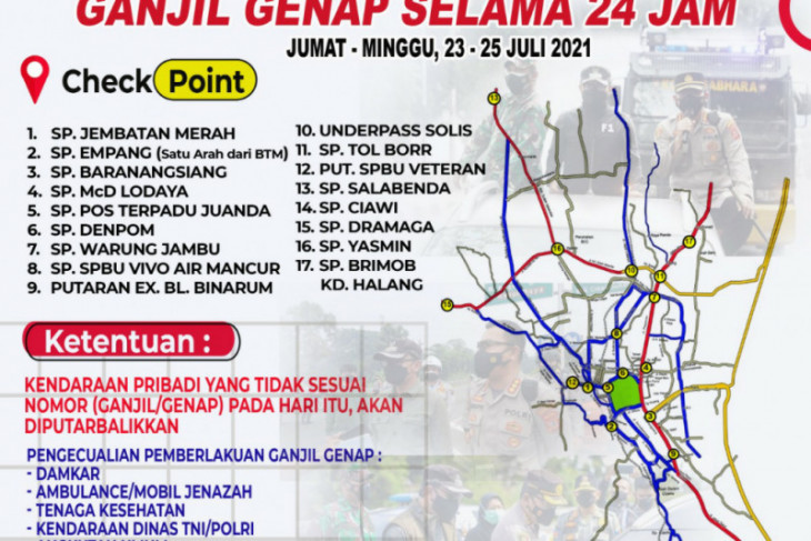Polresta Bogor Kota siapkan 17 lokasi penyekatan ganjil-genap kendaraan bermotor