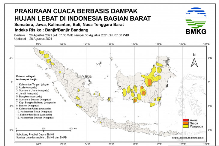 Sejumlah wilayah Indonesia hadapi potensi hujan lebat dan risiko banjir