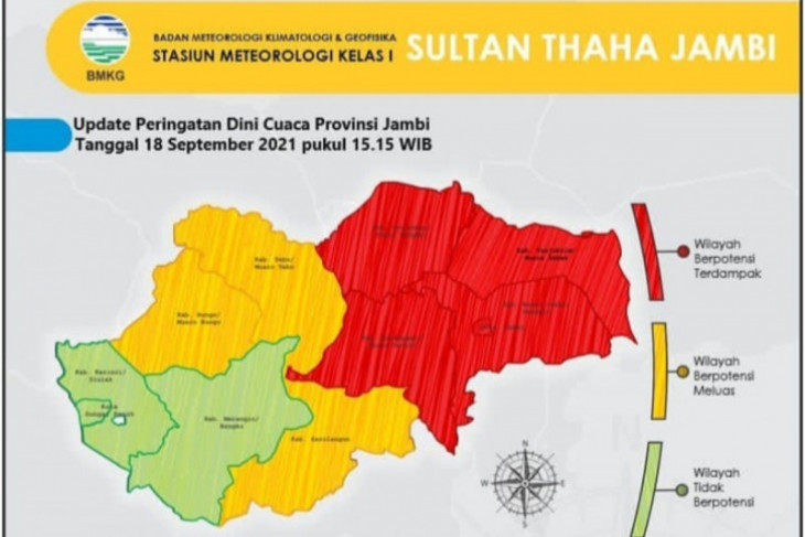 BMKG Jambi perkirakan hujan disertai petir terjadi hingga pukul 6 sore