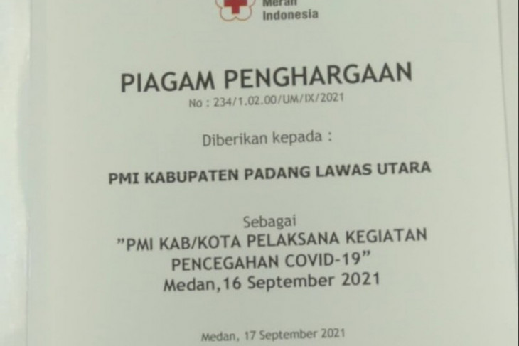 PMI Paluta terima penghargaan pencegahan COVID-19