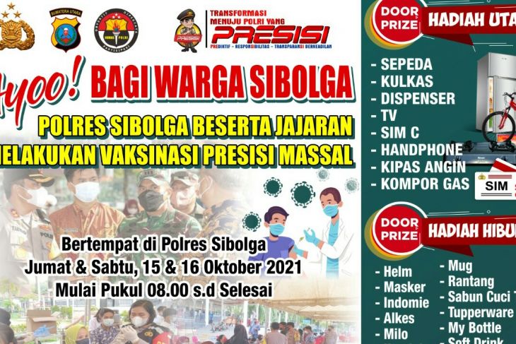 Besok, Polres Sibolga gelar vaksinasi dosis II berhadiah