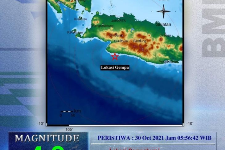 Gempa magnitudo 4,2 di laut selatan, SAR Sukabumi: Belum ada laporan kerusakan