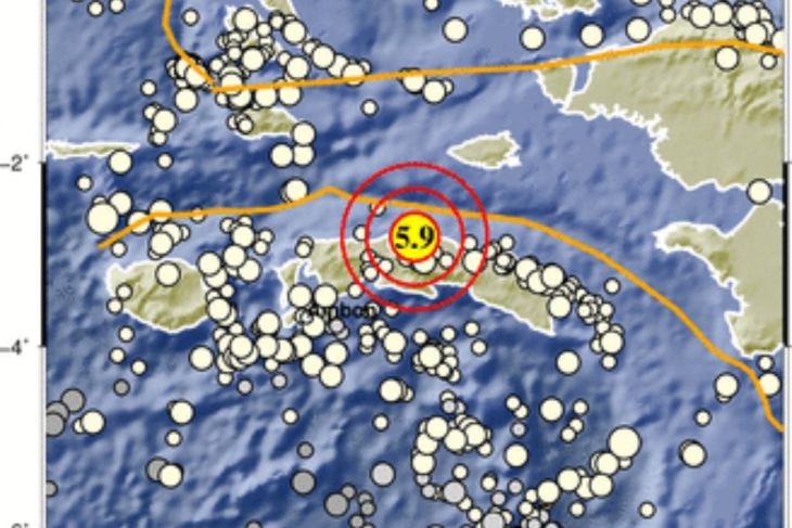 Gempa magnitudo 59 berpusat Maluku Tengah akibat sesar Seram Utara