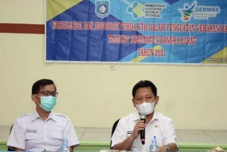 Dinas Kesehatan Kabupaten Bangka Barat sosialisasikan aturan kawasan tanpa rokok