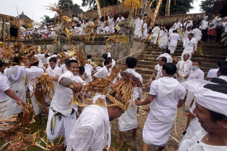 Tradisi perang Sampian di Pura Samuan Tiga