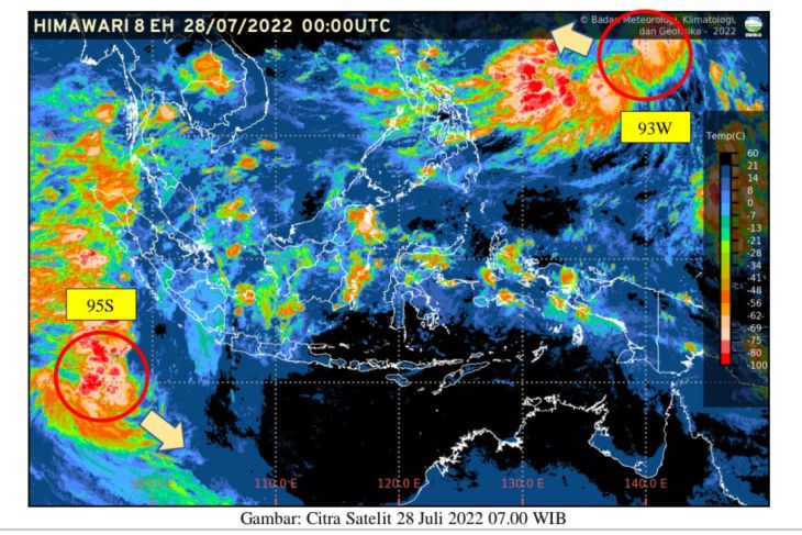 BMKG pantau adanya dua bibit siklon tropis berpotensi hujan lebat dan gelombang tinggi