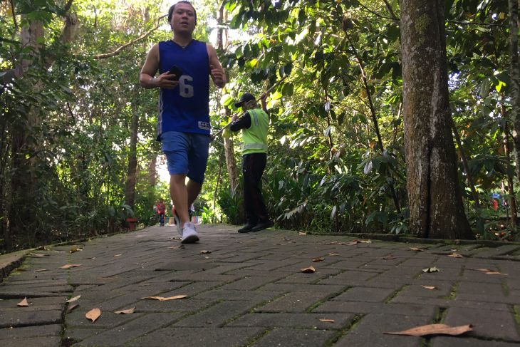 Berolahraga nyaman di taman hutan kota