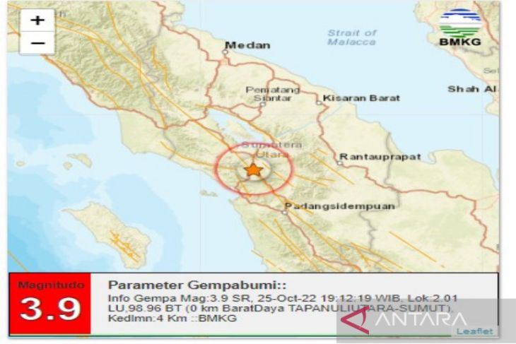 Gempa Bumi Magnitudo 3 9 Kembali Guncang Tapanuli Utara Pusatnya Di