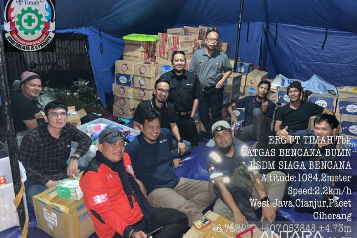 ERG PT Timah Tbk Bersama Satgas Bencana BUMN Gotong Royong Bantu Korban Gempa Cianjur