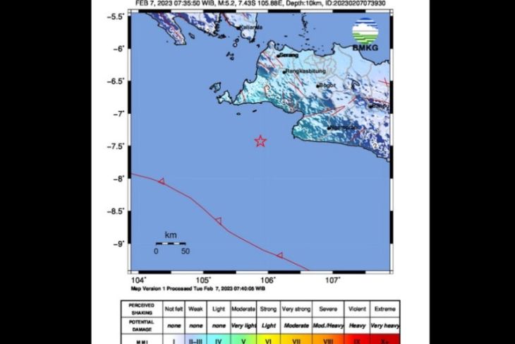 BMKG: Gempa berkekuatan magnitudo 5,2 guncang wilayah Banten