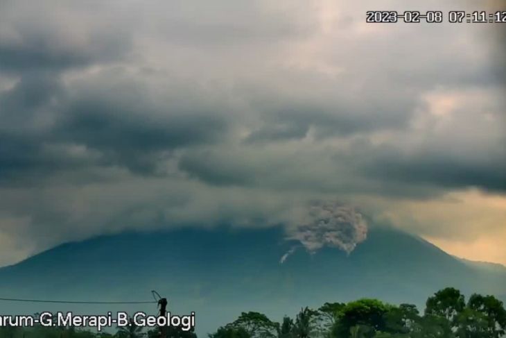 Guguran awan panas gunung Merapi 1,5 km menuju Kali Boyong