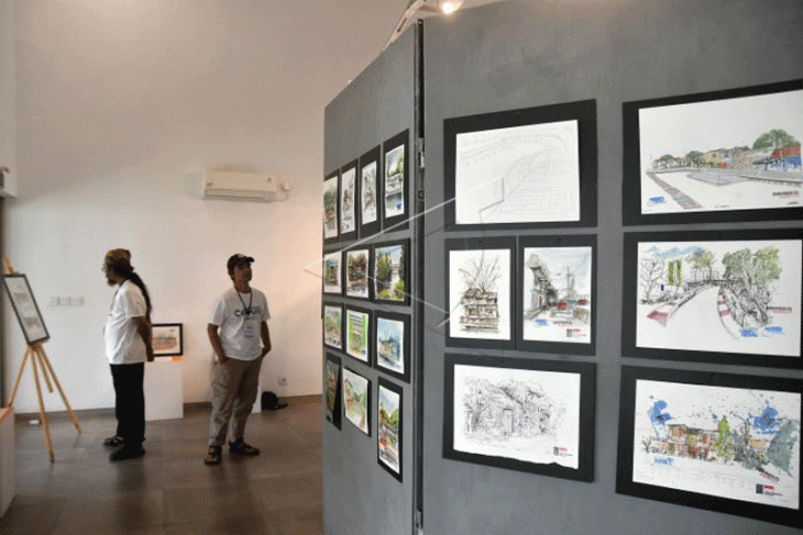 Pameran sketsa Sungai Ciliwung di Bogor Creative Center