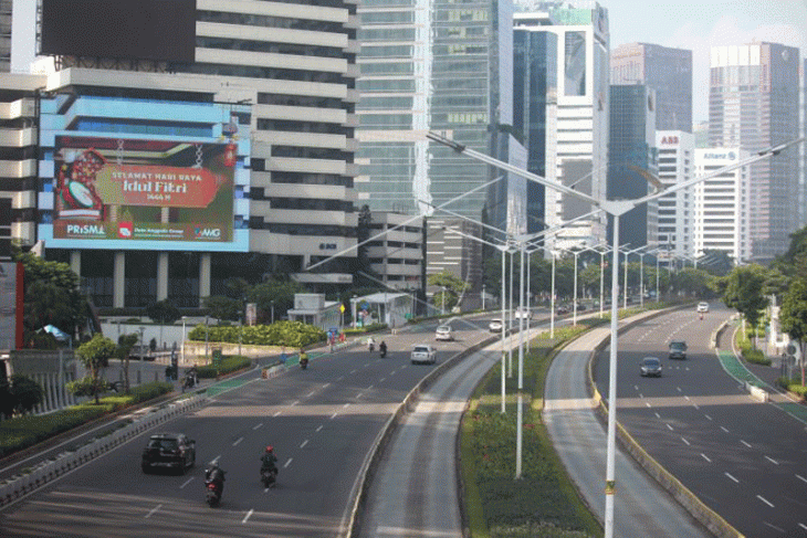 Jalan protokol di Jakarta lengang saat saat hari pertama Idul Fitri